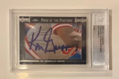 2013 KEN GRIFFEY SR. Leaf Cut Signature Pride Of The Pinstripe Masterpiece 1/1🔥 - Image 1 of 4