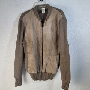 St Michael Jacket Brown Knit Vintage Knitted Full Zip Long Sleeve Sz M 40" Pit - Picture 1 of 8