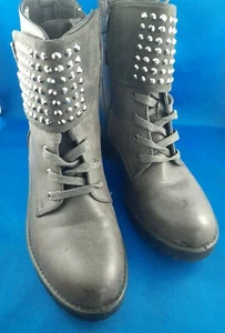 Womens boots Faux leather Lace up, buckle and zip Above ankle Grey  - Picture 1 of 11