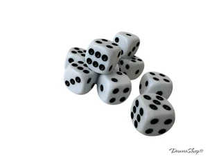10 dés à jouer blanc Coins Ronds - 16mm - Excellente qualité- accessoires jeux - Imagen 1 de 5