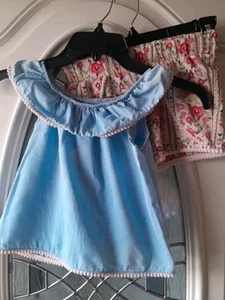 Girls Ruffle Collar 2 Piece Short Set Size 4/5 - Picture 1 of 6