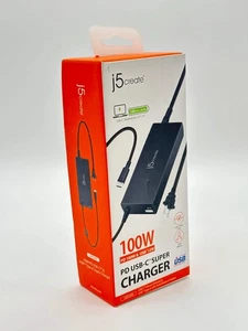J 5 Create PD USB-C Super Charger 100W & USB 12W Black New In Box - Picture 1 of 3