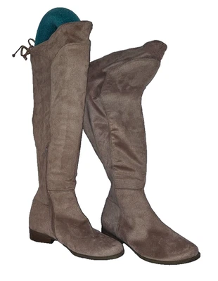 OTK Scrunch Boots Women’s 9W Wide Calf Rose Cloud Tan Over Knee Stylish Fall - Image 1 of 4