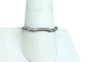 Vintage Sterling Silver .925 Wavy Clear Stone Ring | Size 9.5 | 1.4 Grams - Picture 1 of 5