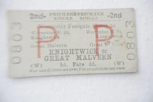1963 Worcester nach Knightwick British Rail Railway Zugticket 0803 - Bild 1 von 2