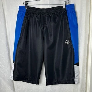 Sergio Tacchini men’s Athletic Tennis Shorts Equilatero Black Blue & White NWT - Picture 1 of 12