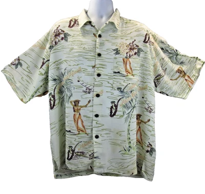 VTG Gotcha Mens Sz XL Short Hula Girl Button Up Shirt Tropical Hawaiian Beach - Image 1 of 4