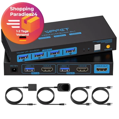 USB 3.0 HDMI KVM Switch 2 PC 1 Monitore 4K60Hz KVM-Switches für Zwei Computer... - Bild 1 von 4