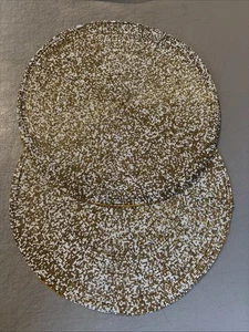 New Saro Lifestyle Round Gold White Luxe Beaded Placemat, 14" Diameter, Set of 2 - Picture 1 of 1