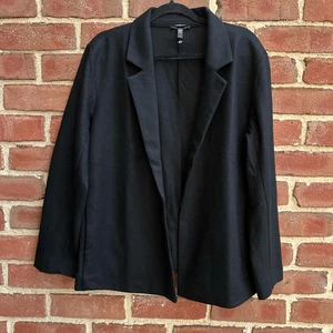 Eileen Fisher $358 Boiled Wool Jersey Long Blazer black large - Picture 1 of 10