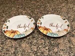 2er Set Royal Norfolk Herbst Kürbisse "DANKBAR" Thanksgiving Salatteller 7,5" - Bild 1 von 3