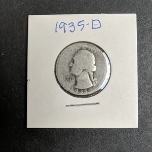 1935 D Washington Silver Quarter Coin - Picture 1 of 2