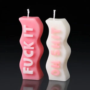 2 Pieces Aesthetic Candles Atmosphere Candle Wavy Word Fun Shaped Trendy Soy ... - Picture 1 of 1