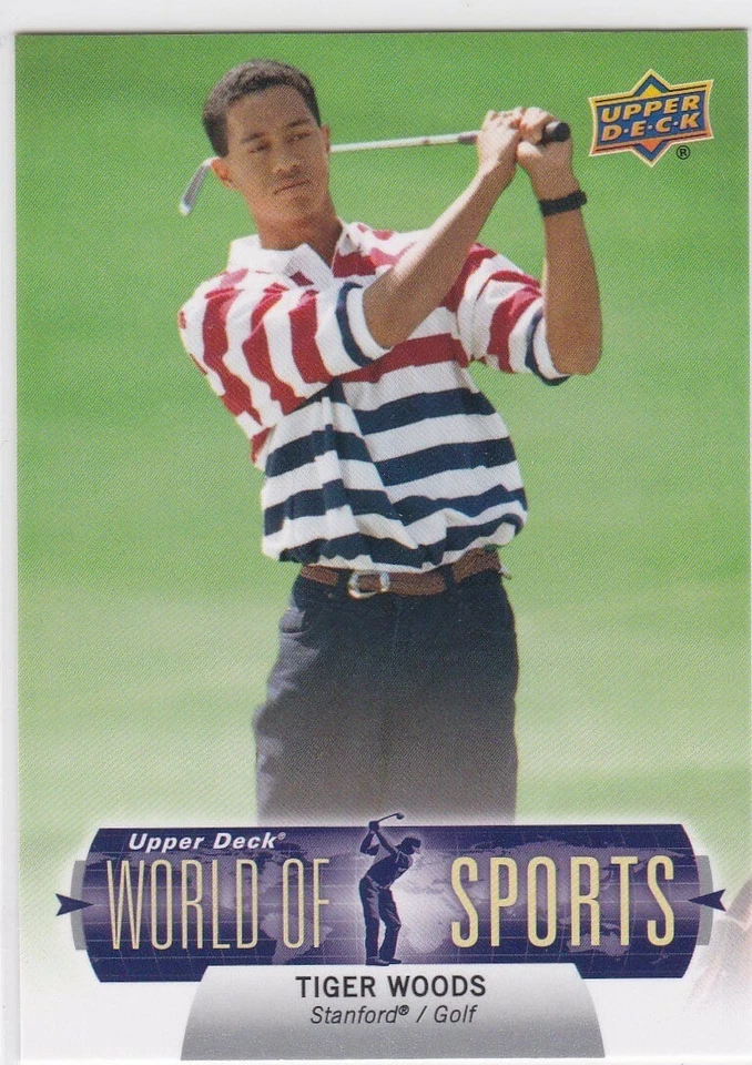 TIGER WOODS World Of Sports GOLF Upper Deck Card NCAA College STANFORD - Image 1 of 2
