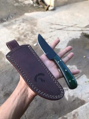 Handmade J2 Steel  Knife WIth Green Micarta Handle SK# 0002 - Image 1 of 4