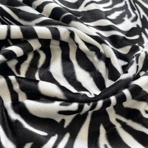 Zebra Print Fabric Velboa Faux Fur Velour Animal Print Craft Fabric Material - Picture 1 of 5