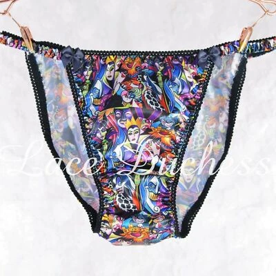 Bragas estilo años 80 SATÉN sissy corte duquesa dibujos animados villanos damas cuerda bikini Foto 1 de 4