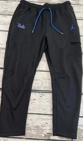 Nike Jordan UCLA Tech Fleece Pants Size XXL Black With Blue Logos Slim Fit Men's Cover