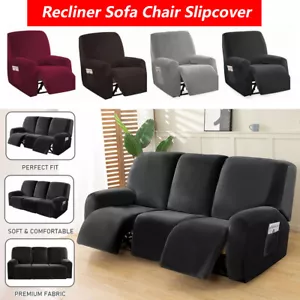 1/2/3 Seater Stretch Recliner Sofa Slipcover Elastic Velvet Armchair Couch Cover - Picture 1 of 71