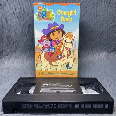 Nick Jr Dora The Explorer Cowgirl Dora VHS Tape Nickelodeon Wild West Adventures - Image 1 of 4