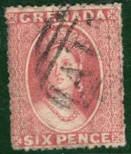 GRENADA QV Classic CHALON Stamp 6d Used *A15* Numeral {samwells}BLACK104 - Picture 1 of 6