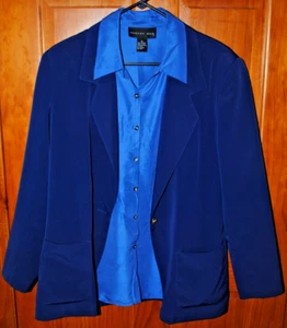 Vintage! Patchington USA made L poly jacket + August Silk China made blouse XL - Picture 1 of 8