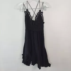 Free People One Kleid XS schwarz Spitze Brust über Knie verstellbare Träger - Bild 1 von 9