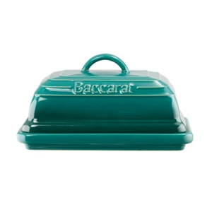 Baccarat Le Connoisseur Stoneware Butter Dish 11.5X8.5cm - Teal - Picture 1 of 2