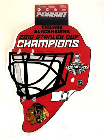 CHICAGO BLACKHAWKS GOALIE MASK PENNANT 17x13 2010 STANLEY CUP CHAMPIONS NEW TAGS Cover