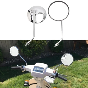 For Honda Spree moped 10mm Chrome Motorcycle Classic Round Rearview Side Mirrors - Bild 1 von 7