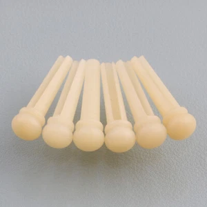 50er Set 6 STCK. ungebleicht echte Knochen Akustikgitarre Brücke Pins - Bild 1 von 6