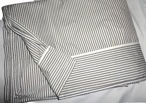 SERENA & LILY GRAY & white OXFORD STRIPE King/California King Flat SHEET 100X100 - Picture 1 of 6