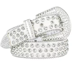 Rhinestone Belt for Women Men Western Cowgirl Cowboy Bling Studded Leather Be... - Picture 1 of 9
