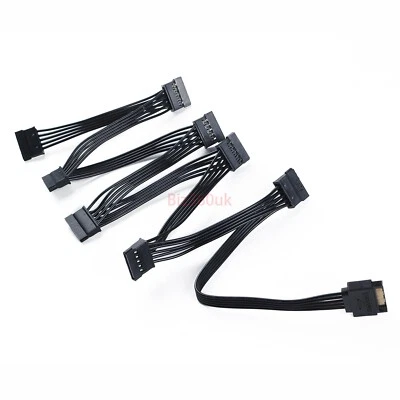 15Pin 1 Male To 8X SATA Female Power Connector Splitter SATA Cables - Image 1 of 4