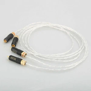 Paar OCC Kupfer versilbert Audio Interconnects Kabel mit Goldplatte Cinch Stecker - Bild 1 von 6