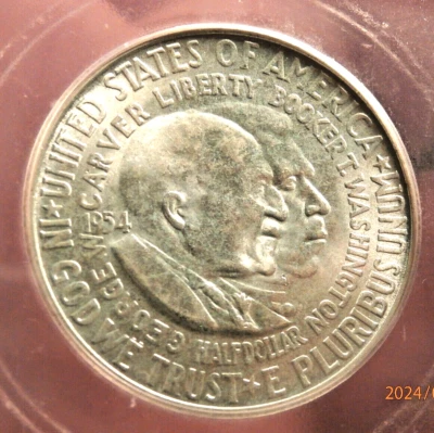 SELL AT BID 1954-S WASHINGTON CARVER COMMEM HALF DOLLAR ICG MS65  P-160 - Image 1 of 3