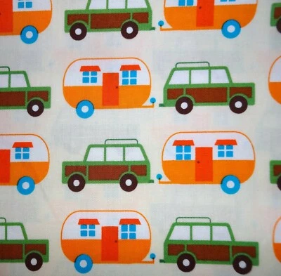State to State Camper Woody Trip Robert Kaufman Cotton Quilting Fabric ONE yard  - Image 1 of 4