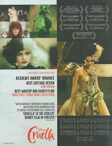 2022 CRUELLA academy award nominee PRINT AD Disney movie For Your Consideration - Picture 1 of 1