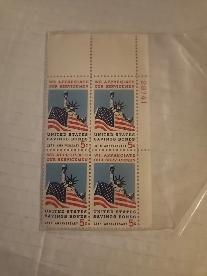 US Stamp #1320, 5c Servicemen & Bonds, MNH Plate Block of 4  - Image 1 of 1
