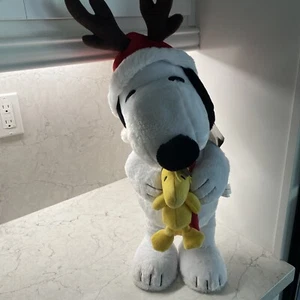 Peanuts Christmas Snoopy Woodstock LARGE Plush Reindeer Hat New With Tags - Picture 1 of 9