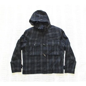 7 For All Mankind Wool Cotton Blend Plaid Men Jacket Size XL Removable Hood - Picture 1 of 15