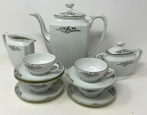 Epiag D.F. Deutschland 12-pc Tea Set Platinum Trim Uncommon Pattern 1940s - Picture 1 of 9