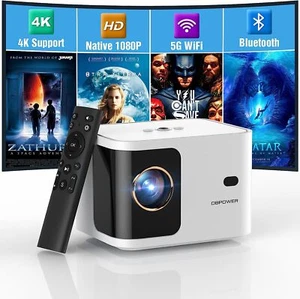 DBPOWER 5G WiFi 4K Mini Bluetooth Projector Support 300 ANSI Outdoor Video Movie - Picture 1 of 8
