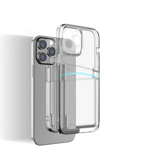Kartensteckplatz Hülle für iPhone 15 14 13 12 Pro Max 11 XR XS 8 Klar Weiche Geldbörse Abdeckung - Bild 1 von 11