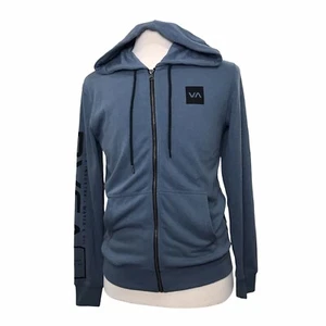 RVCA Zip Up Hoodie Men’s Size S Color Blue Long Sleeve’s Kangaroo Pocket NWT - Picture 1 of 13