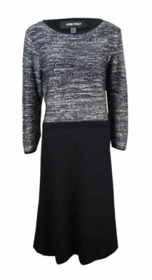 XL NINE WEST SEQUINED MARLED A LINE SWEATER DRESS  - image 1 of 4