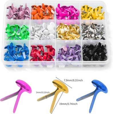 180pcs Brads for Paper Crafts, 12 Colors Metal Fasteners for DIY Scrapbooking - Image 1 of 4