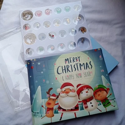 Christmas Advent Calendar Craft DIY Making kit Kids Wooden Painting Non Choc - Image 1 of 2