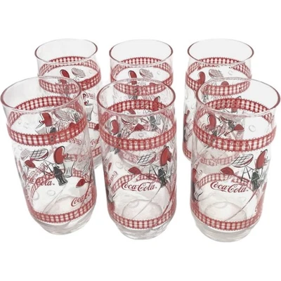 6 vasos grandes Libbey Coca-Cola Coca-Cola BBQ Picnic Barbacoa Guinga Roja NUEVOS DE COLECCIÓN Foto 1 de 4