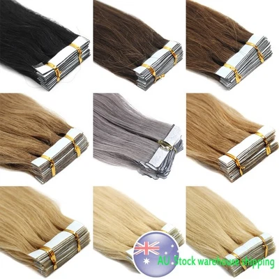 Tape-in Russian Remy Human Hair Extensions Invisible Adhesive Skin Wefts Hair AU - image 1 of 4